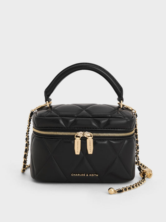 CHARLES & KEITH Hot Sale / Arwen Quilted Top Handle Vanity Bag - Black