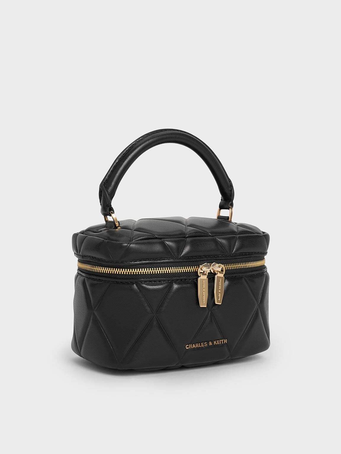 CHARLES & KEITH Hot Sale / Arwen Quilted Top Handle Vanity Bag - Black