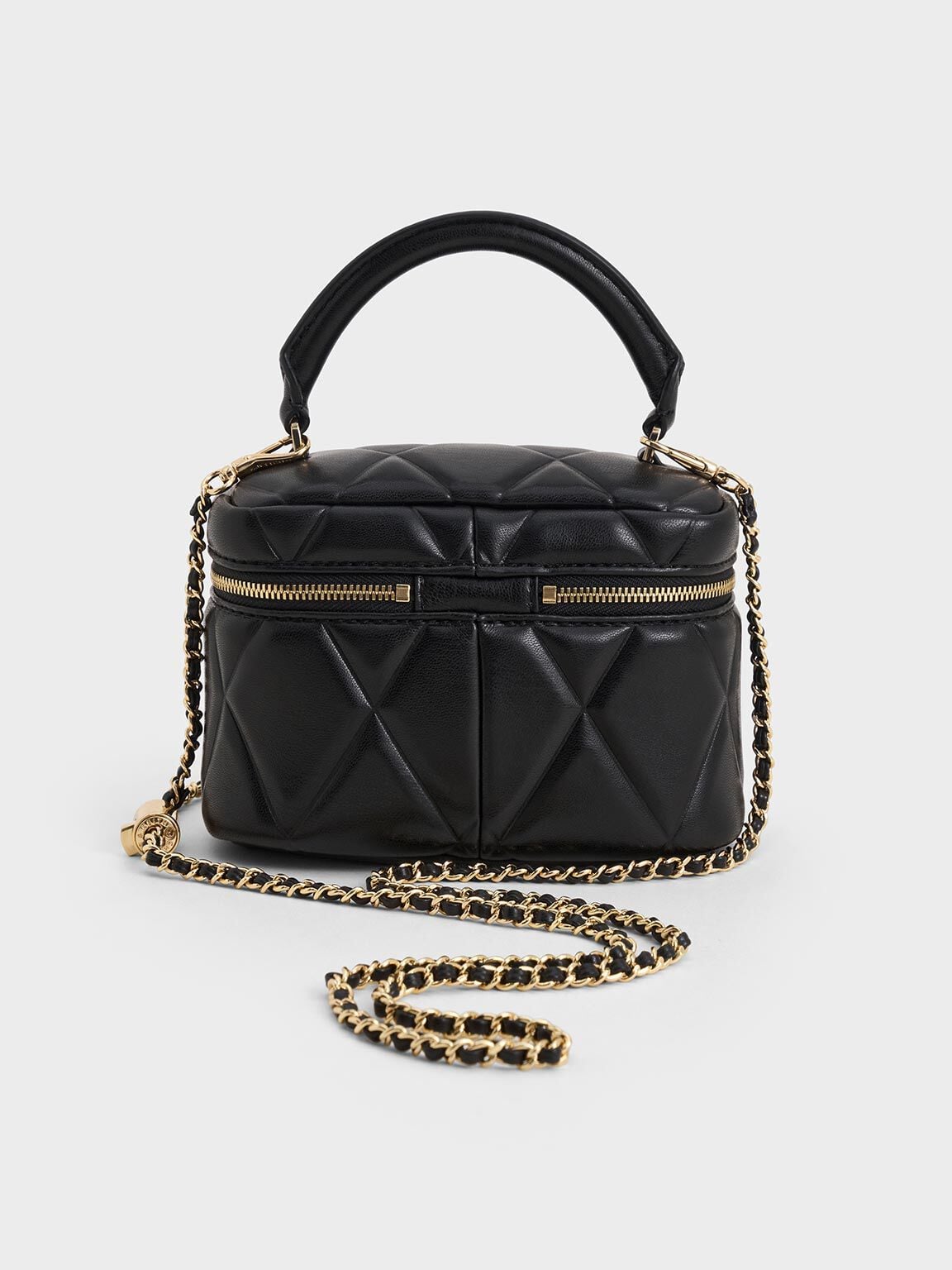 CHARLES & KEITH Hot Sale / Arwen Quilted Top Handle Vanity Bag - Black