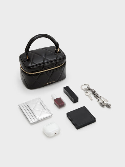 CHARLES & KEITH Hot Sale / Arwen Quilted Top Handle Vanity Bag - Black