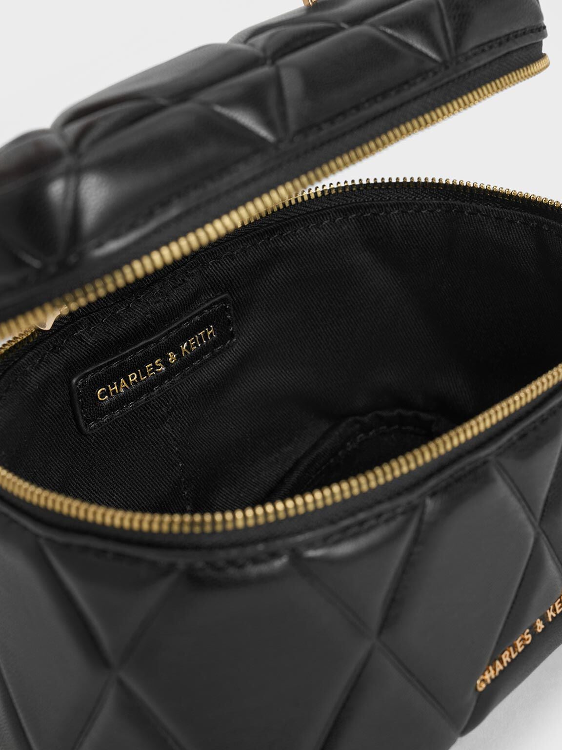 CHARLES & KEITH Hot Sale / Arwen Quilted Top Handle Vanity Bag - Black