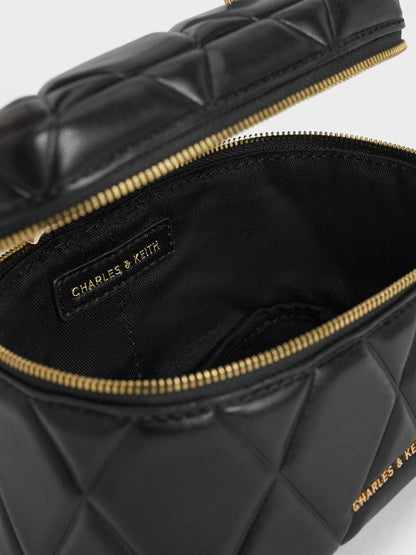 CHARLES & KEITH Hot Sale / Arwen Quilted Top Handle Vanity Bag - Black