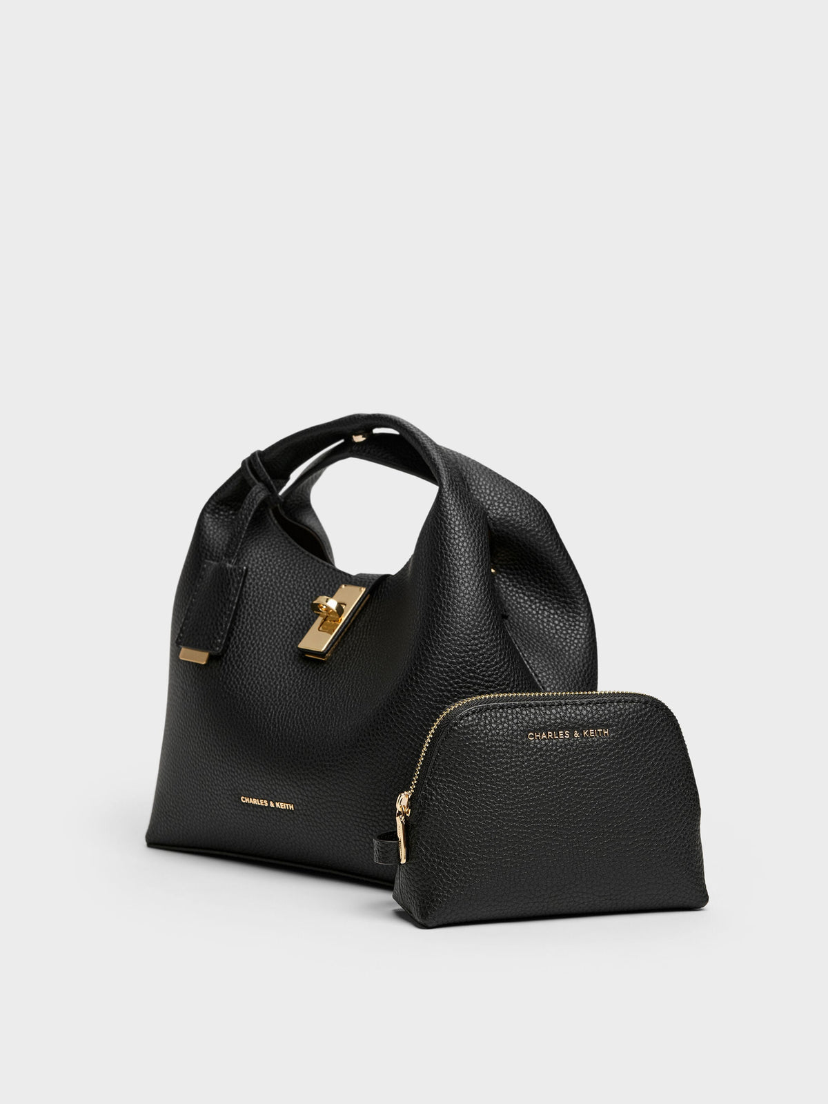 CHARLES & KEITH Exclusive / Chance Turn-Lock Bucket Bag - Black