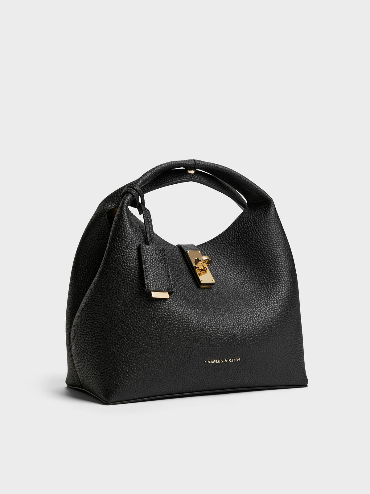 CHARLES & KEITH Exclusive / Chance Turn-Lock Bucket Bag - Black