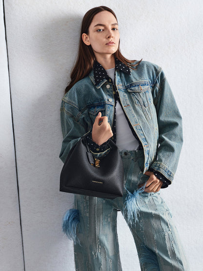 CHARLES & KEITH Exclusive / Chance Turn-Lock Bucket Bag - Black