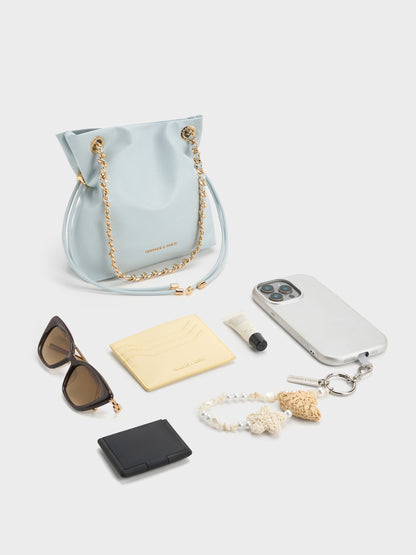 CHARLES & KEITH Great Value / Arya Braided-Chain Crossbody Bag - Sea Salt Blue