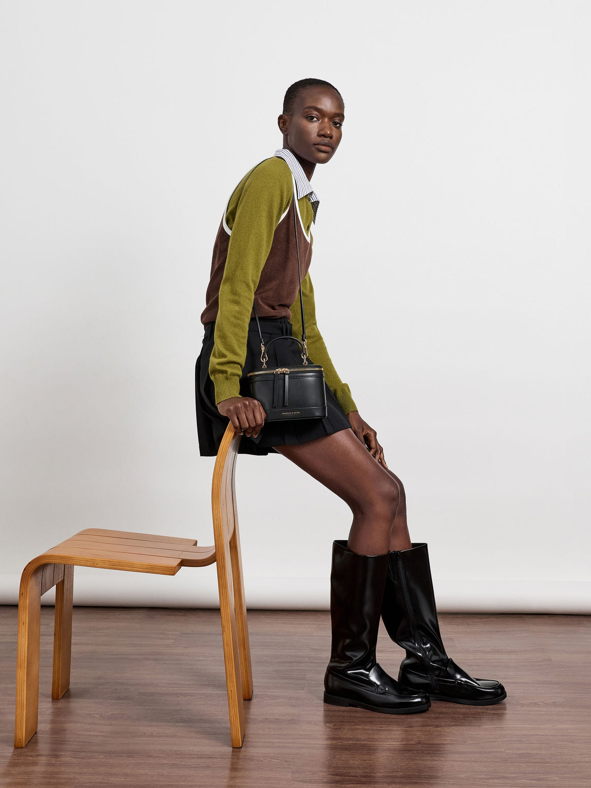 CHARLES & KEITH Premium / Enola Top Handle Vanity Bag - Black