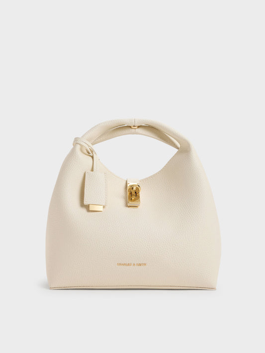 CHARLES & KEITH Popular / Chance Turn-Lock Bucket Bag - Cream
