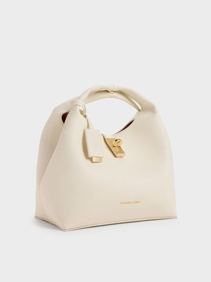 CHARLES & KEITH Popular / Chance Turn-Lock Bucket Bag - Cream
