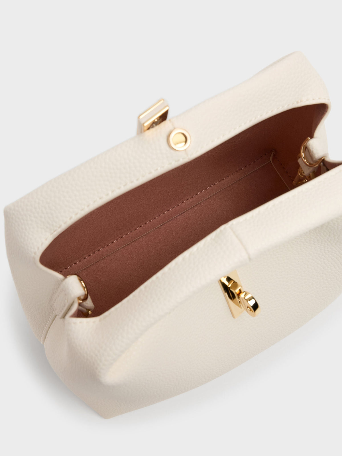 CHARLES & KEITH Popular / Chance Turn-Lock Bucket Bag - Cream
