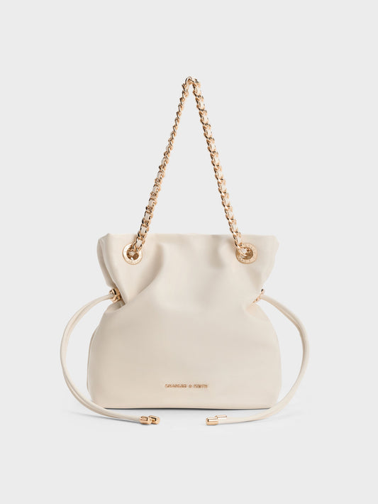CHARLES & KEITH Best Price / Arya Braided-Chain Crossbody Bag - Cream