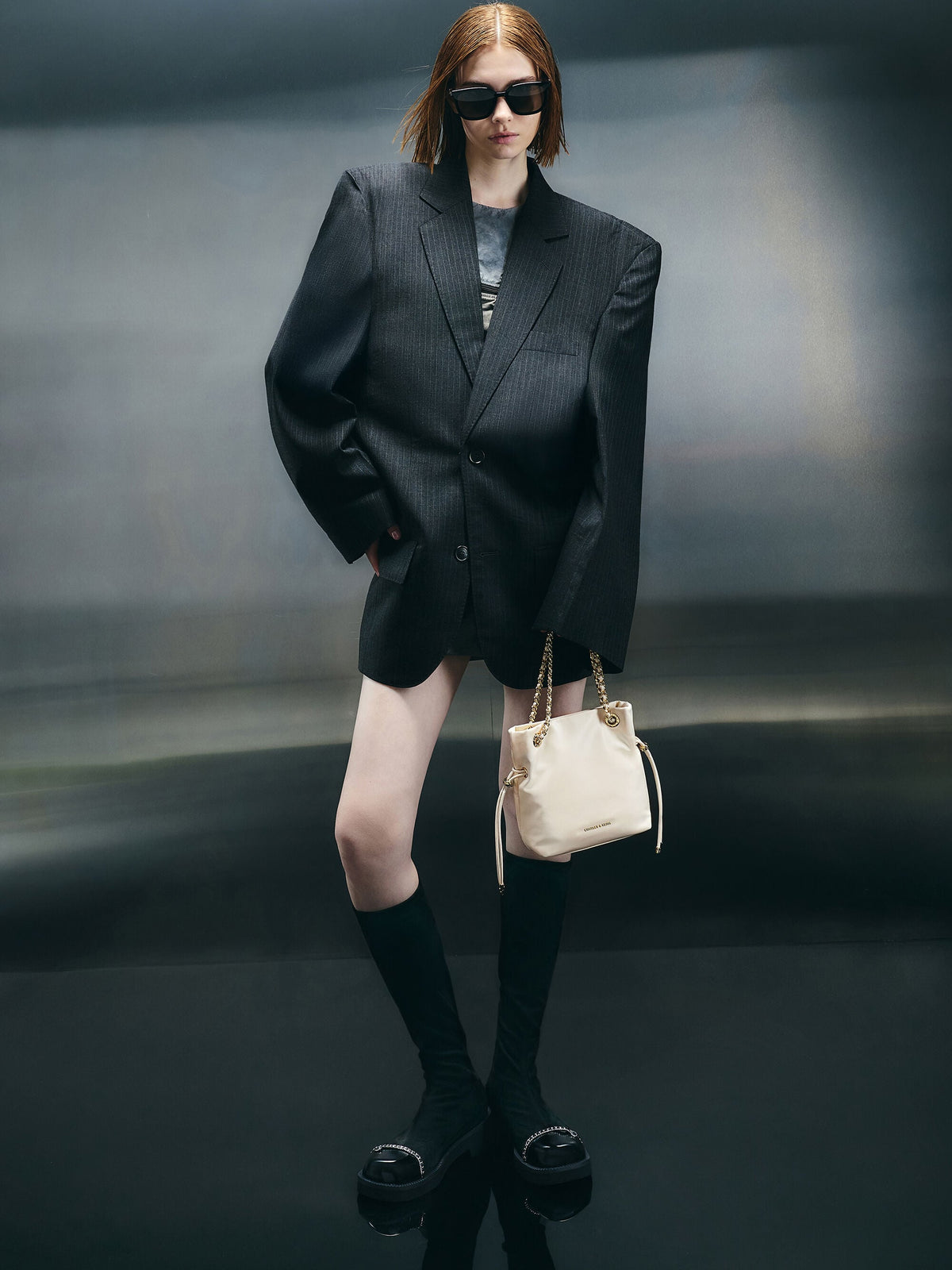 CHARLES & KEITH Best Price / Arya Braided-Chain Crossbody Bag - Cream