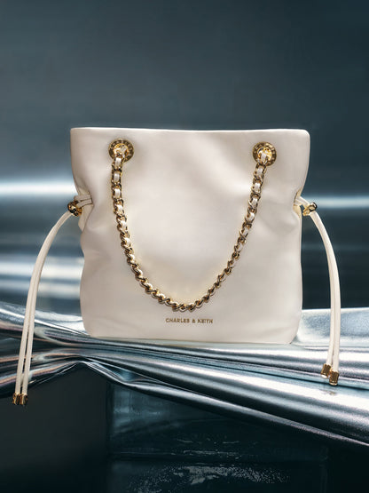 CHARLES & KEITH Best Price / Arya Braided-Chain Crossbody Bag - Cream