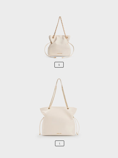 CHARLES & KEITH Best Price / Arya Braided-Chain Crossbody Bag - Cream