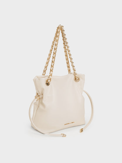 CHARLES & KEITH Best Price / Arya Braided-Chain Crossbody Bag - Cream