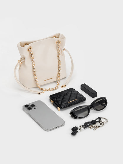 CHARLES & KEITH Best Price / Arya Braided-Chain Crossbody Bag - Cream