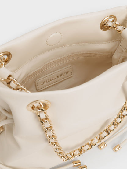 CHARLES & KEITH Best Price / Arya Braided-Chain Crossbody Bag - Cream