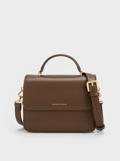 CHARLES & KEITH Best Price / Octavia Front Flap Top Handle Bag - Dark Brown