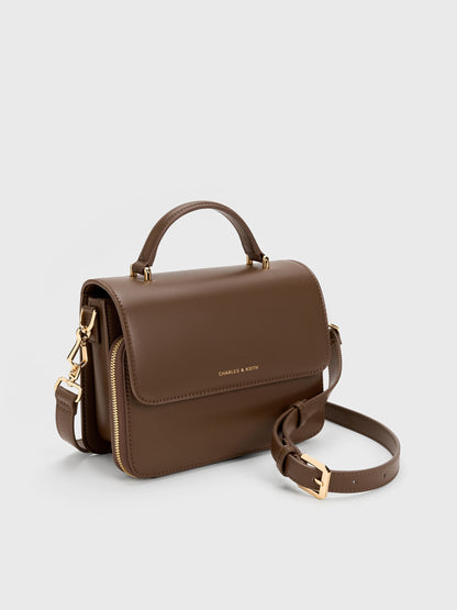 CHARLES & KEITH Best Price / Octavia Front Flap Top Handle Bag - Dark Brown