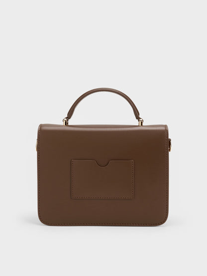 CHARLES & KEITH Best Price / Octavia Front Flap Top Handle Bag - Dark Brown
