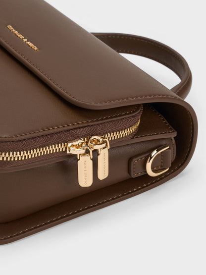 CHARLES & KEITH Best Price / Octavia Front Flap Top Handle Bag - Dark Brown