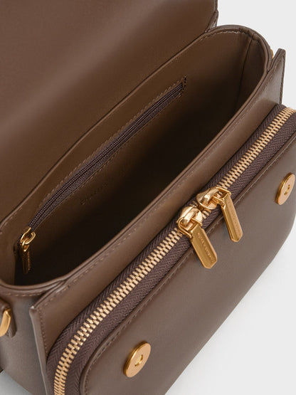CHARLES & KEITH Best Price / Octavia Front Flap Top Handle Bag - Dark Brown