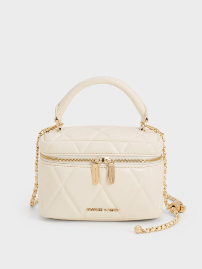 CHARLES & KEITH Popular / Arwen Quilted Top Handle Vanity Bag - Cream