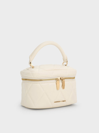 CHARLES & KEITH Popular / Arwen Quilted Top Handle Vanity Bag - Cream