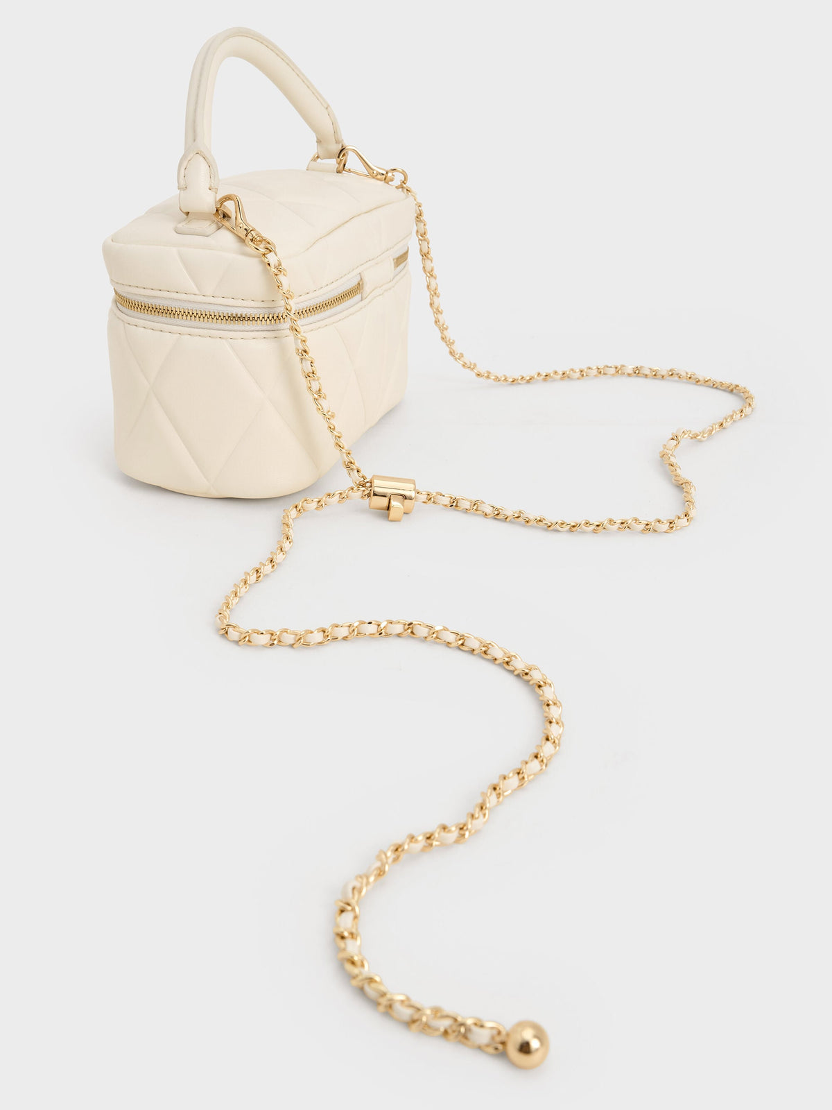 CHARLES & KEITH Popular / Arwen Quilted Top Handle Vanity Bag - Cream