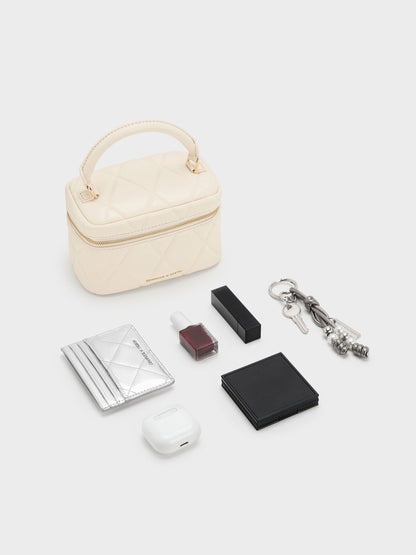 CHARLES & KEITH Popular / Arwen Quilted Top Handle Vanity Bag - Cream