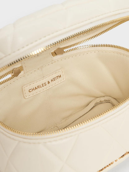 CHARLES & KEITH Popular / Arwen Quilted Top Handle Vanity Bag - Cream