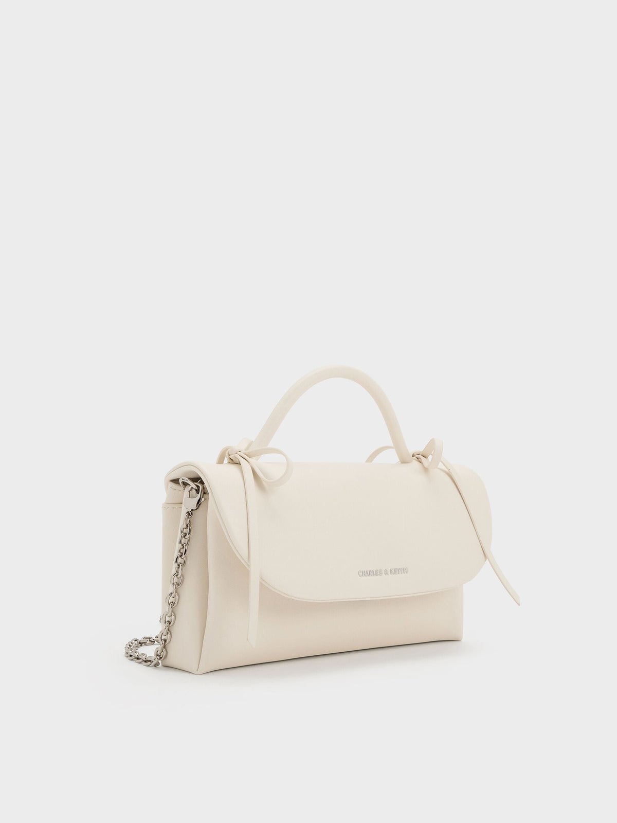 CHARLES & KEITH Best Seller / Hazel Bow Wallet On Chain - Cream