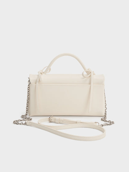 CHARLES & KEITH Best Seller / Hazel Bow Wallet On Chain - Cream