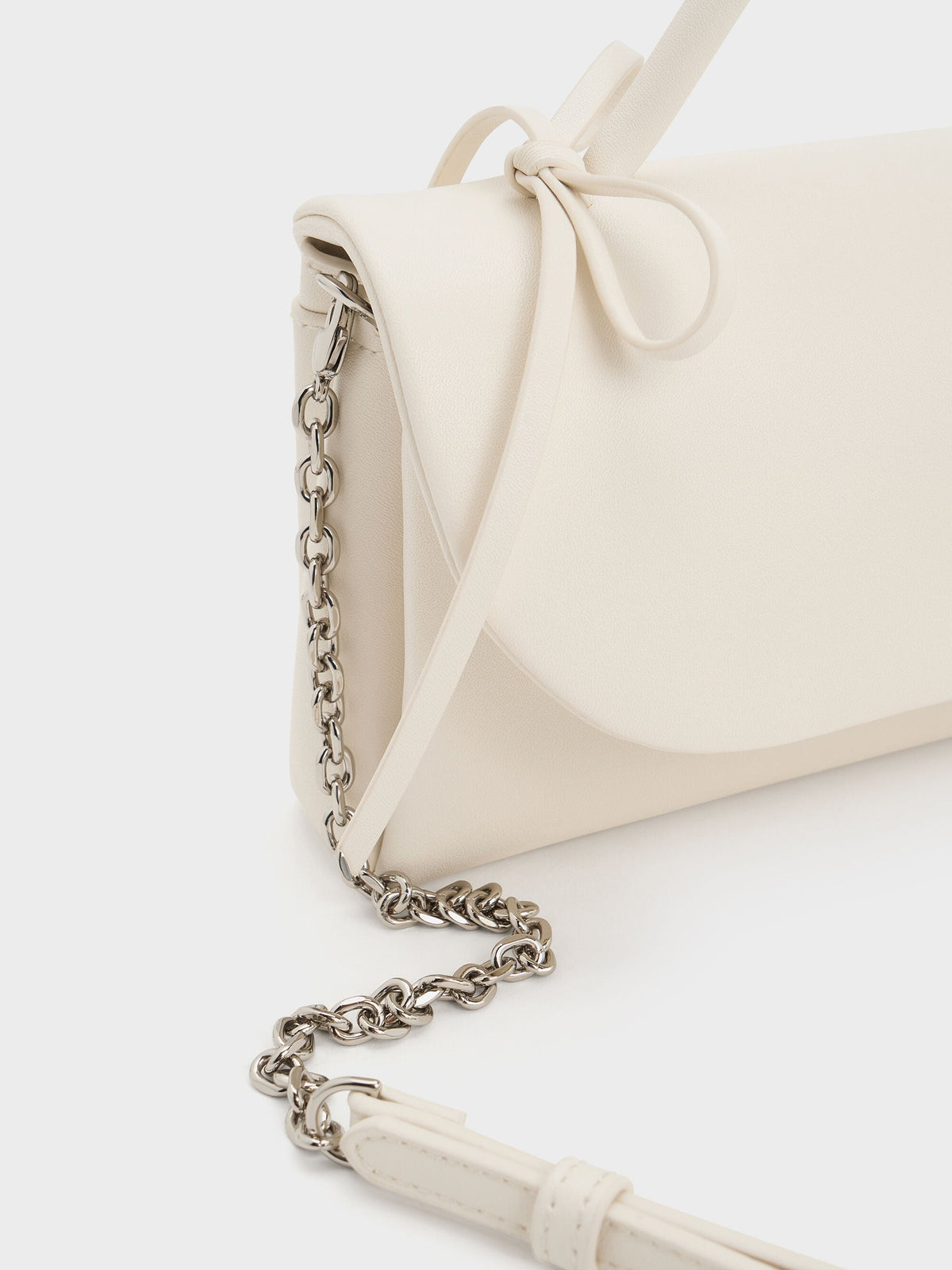CHARLES & KEITH Best Seller / Hazel Bow Wallet On Chain - Cream