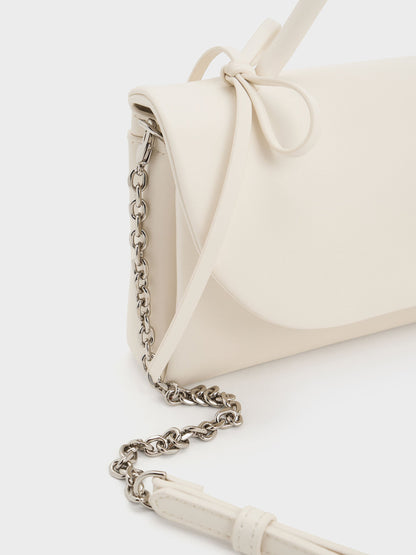CHARLES & KEITH Best Seller / Hazel Bow Wallet On Chain - Cream