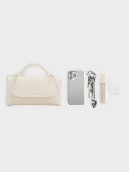 CHARLES & KEITH Best Seller / Hazel Bow Wallet On Chain - Cream
