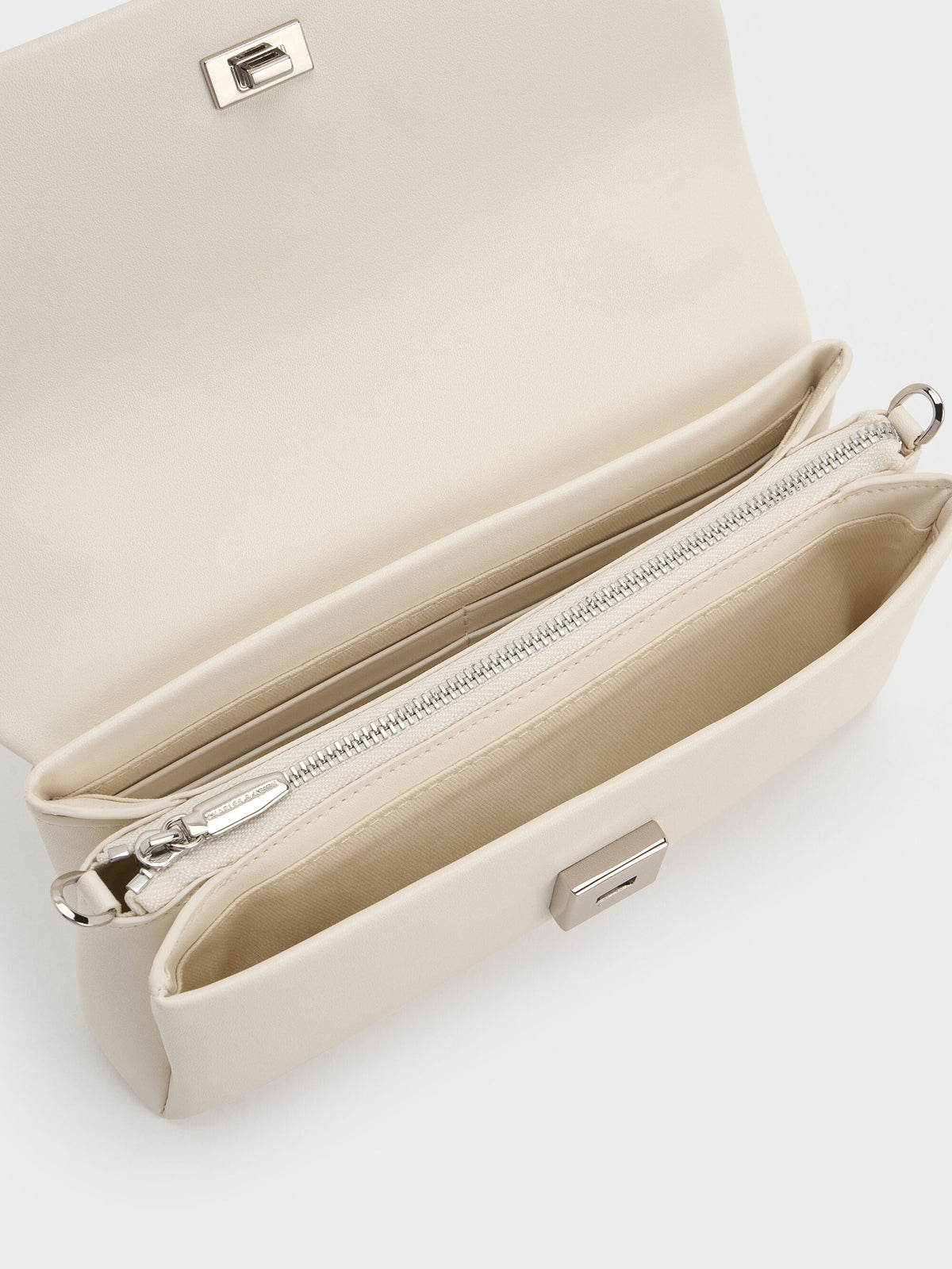 CHARLES & KEITH Best Seller / Hazel Bow Wallet On Chain - Cream