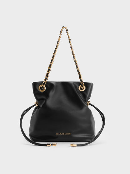 CHARLES & KEITH Hot Sale / Arya Braided-Chain Crossbody Bag - Black
