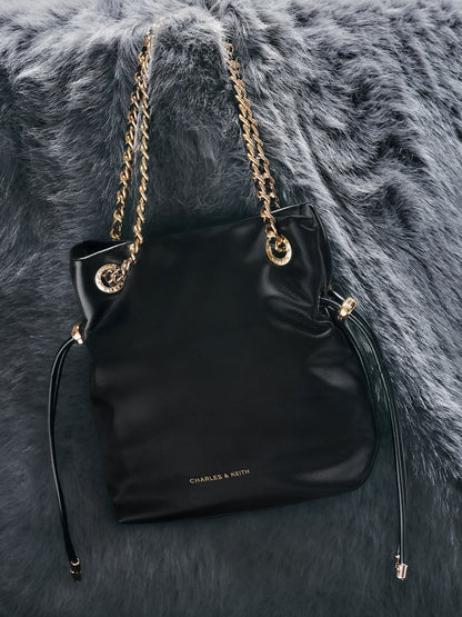 CHARLES & KEITH Hot Sale / Arya Braided-Chain Crossbody Bag - Black