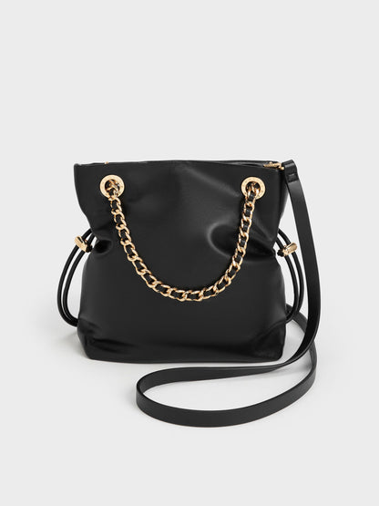 CHARLES & KEITH Hot Sale / Arya Braided-Chain Crossbody Bag - Black