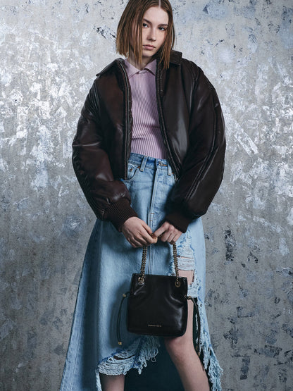 CHARLES & KEITH Hot Sale / Arya Braided-Chain Crossbody Bag - Black