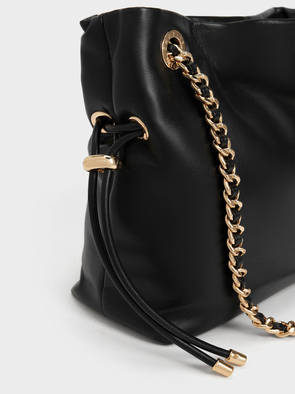 CHARLES & KEITH Hot Sale / Arya Braided-Chain Crossbody Bag - Black