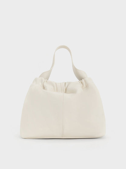 CHARLES & KEITH Deals / Ally Ruched Chain-Handle Bag - Cream