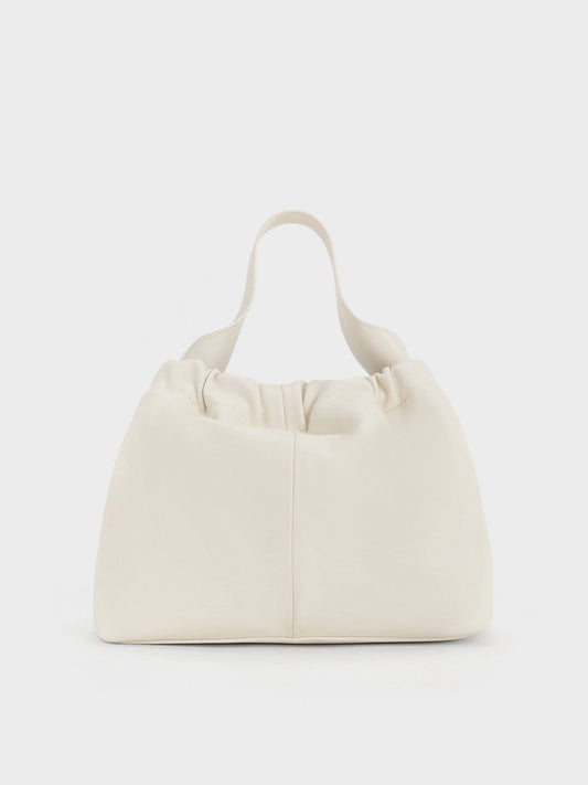 CHARLES & KEITH Deals / Ally Ruched Chain-Handle Bag - Cream
