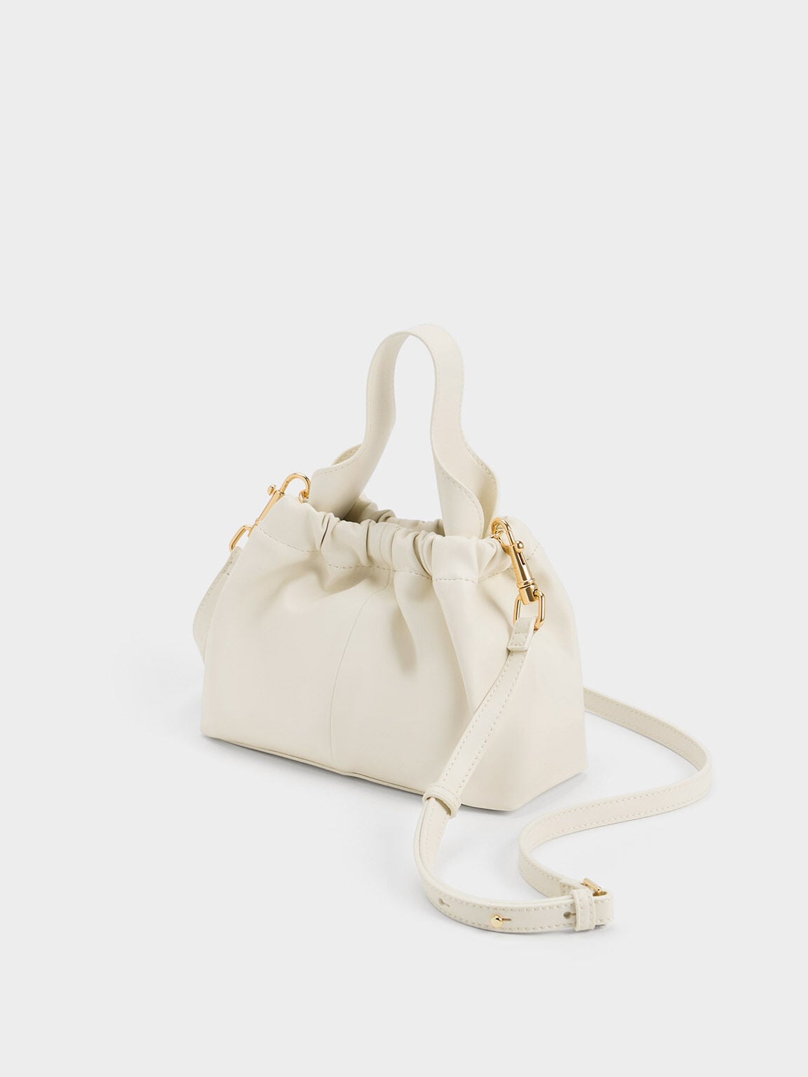 CHARLES & KEITH Deals / Ally Ruched Chain-Handle Bag - Cream