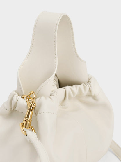 CHARLES & KEITH Deals / Ally Ruched Chain-Handle Bag - Cream