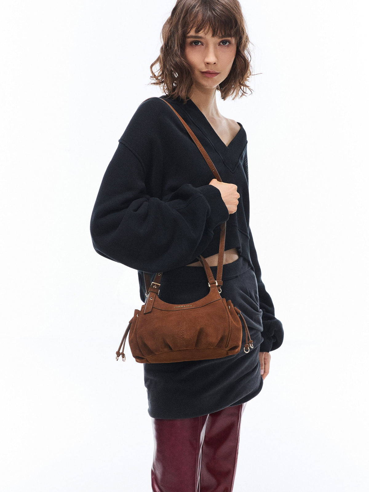 CHARLES & KEITH Exclusive / Mini Lillith Drawstring Bucket Bag - Pecan Brown