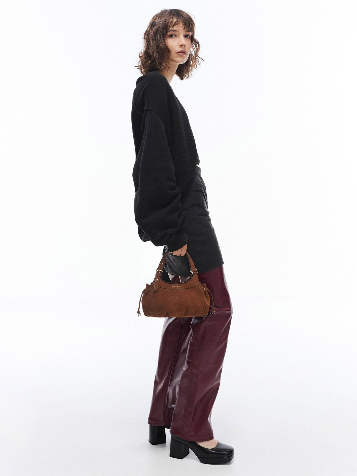 CHARLES & KEITH Exclusive / Mini Lillith Drawstring Bucket Bag - Pecan Brown
