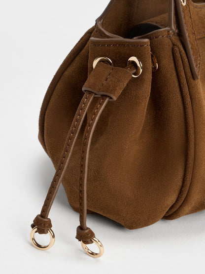 CHARLES & KEITH Exclusive / Mini Lillith Drawstring Bucket Bag - Pecan Brown