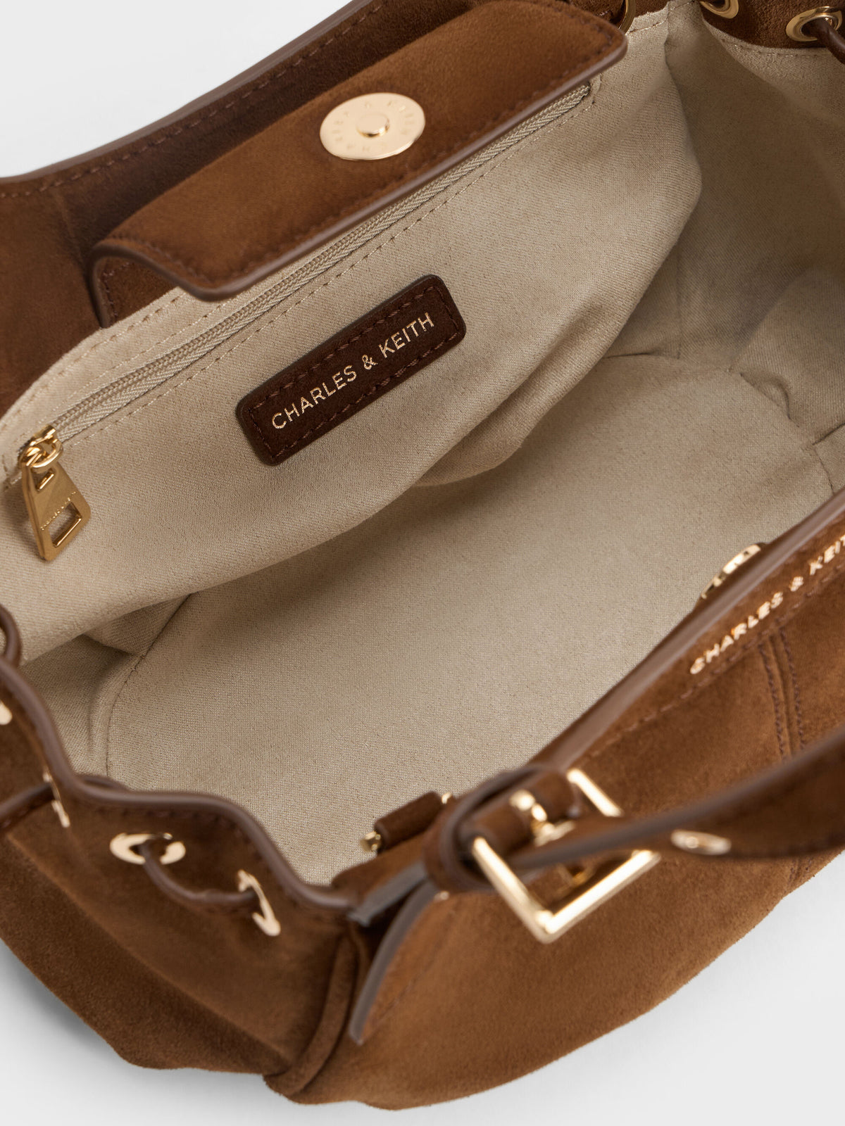 CHARLES & KEITH Exclusive / Mini Lillith Drawstring Bucket Bag - Pecan Brown